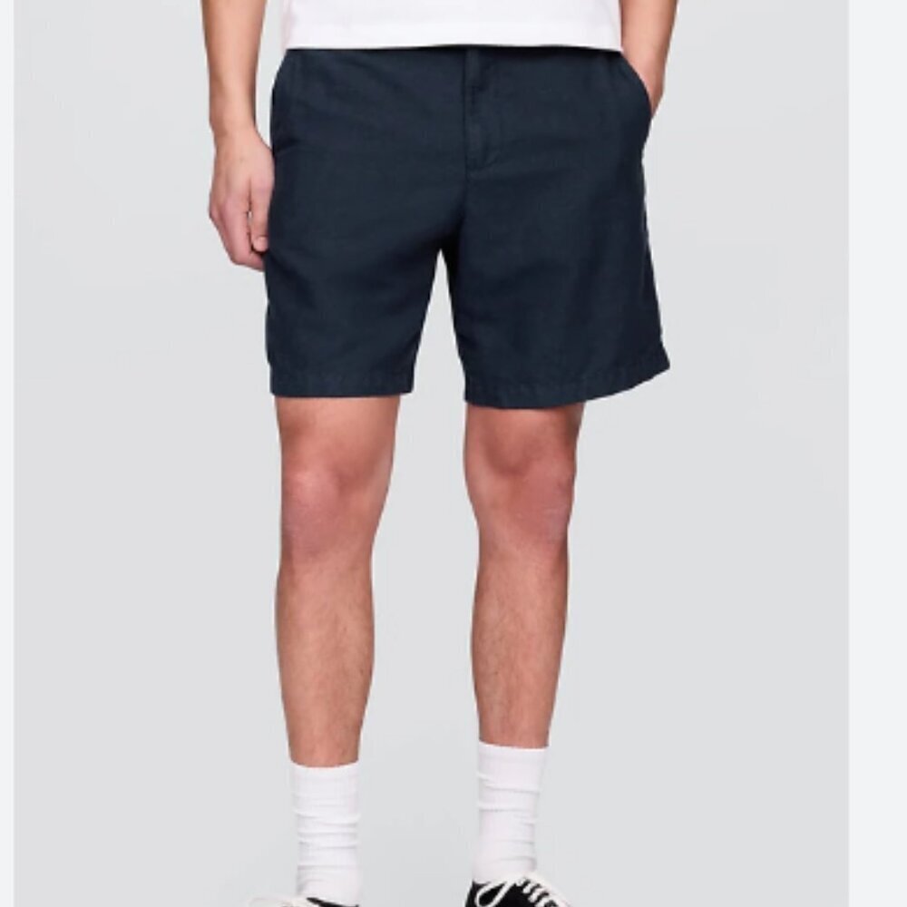 NWT Gap 10" Linen-Cotton Shorts Dark Navy Mens size 32